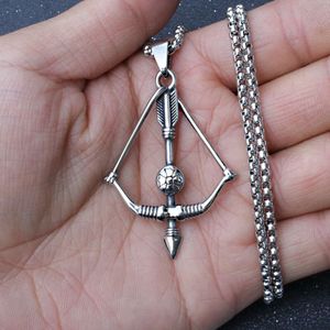 New Punk Wolf Tide Necklace Sword Head Archer Hidden Legend Of Pestle Demon Slaying Pendant With Stainless Steel Chain Sports Jewelry For Men Women Wholesale Bijoux