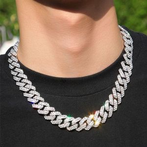 18mm cuban link chain mens necklace designer jewelry gold chain for man party Hip Hop Diamond Iced Out Chains AAA Austrian Rhinest2520
