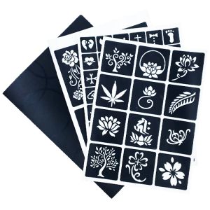 accessori Henné 108 disegni Opuscolo Scelte multiple Pittura per il corpo Aerografo Stencil per tatuaggi Colore casuale Piccolo fiore carino Farfalla Cartone animato