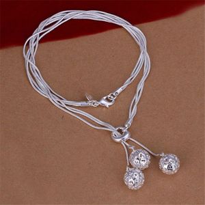Tai chi hänga tre bollar halsband sterling silver platta halsband stsn199 hela mode 925 silverkedjor halsband fac189d