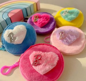 2024 Fashion Kids Presh Mini Baby Square Counter Counter Letter Chain Plush Coin Wallet Good