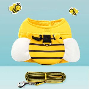 Leads Cute Little Bee Shape Saddlebag with Leash Pet Backpack Harness Travel Outdoor Hiking for cat Small Dogs