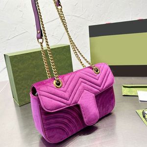 Borsa da sera Borsa a tracolla con catena in velluto Borsa a tracolla con patta Borsa Marmont Pochette moda da donna Lettera dorata Chiusura in metallo Tasca interna con cerniera Borse a tracolla 26 cm