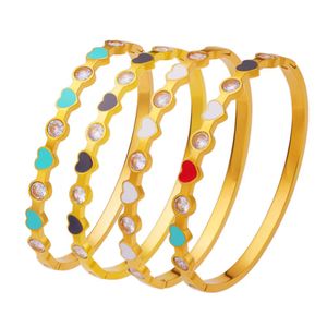 Designer Herz Armband Herzfarbene Tropfenklebeband Diamant 18K Gold plattiert Armband Mehrfarbige Option