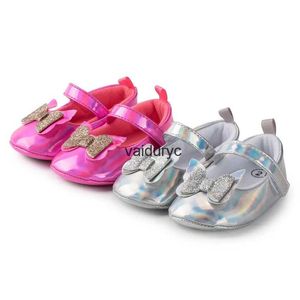 أول مشاة الأطفال حديثي الولادة أحذية Bowknot Pu Leather Bling Party anti-slip soft Rubber Sole Infant Cribh24229