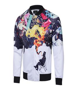 Bütün bombacı ceket erkekler 3d sigara içen adam baskılı üst sweatshirt ceket sokak kıyafeti hip hop mutlu jaqueta maskulina fermuar markası cl9449668