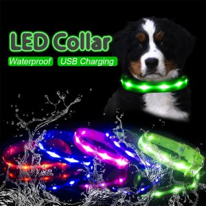 Coleiras IPX7 À Prova D 'Água LED Coleira de Cachorro Natal Coleira de Carregamento USB Para Cães Filhotes de Chumbo AntiLost Produtos para Animais de Estimação Acessórios para Cães
