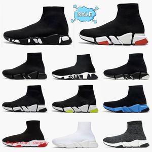 Projektanci Speeds 2.0 V2 Casual Buty Platforma Sneaker Men Men Kobiety Paris Socks Buty Marka Czarna biała niebieska światło Ruby Graffiti Luksusowe trenerzy Sneakers S186