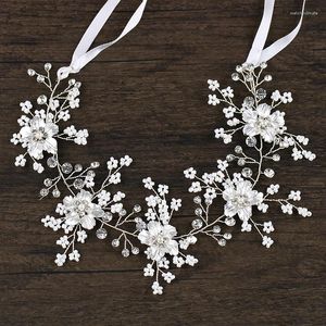 Hair Clips Silver Color Metal Flower Wedding Headband Bridal Accessories Headscarf For Women Crystal Bride Head