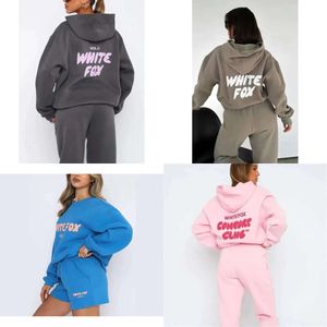 Designer Sportwear White Fox Hoodie 2 Piece Set Women's Men's Sporty Pullover Hooded Solid Color Tracksuit Multi-Color Sweatshirt comf bekväm