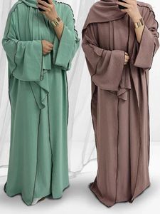 Ubranie etniczne Arab Arab Dubaj Muzułmańska Abaya dla kobiet Eid Dress 3-częściowy zestaw Maroko Ramadan Kaftan Islam Modlitwa Cardigan Long Srain