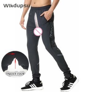 Pantolon Sıradan Seksi Görünmez Çift fermuarlar Açık Kasık Pantolon Erkekler Joggers Sweatpants Açık Egzersiz Basketbol Erkek Pantolon