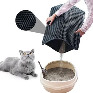 Mattor Pet Cat Kull Mat Double Layer Pet Cat Litter Trapper Mats med vattentätt bottenlager Nonslip PETS LUT CATS Sängkuddar