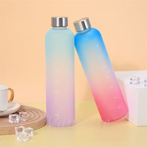 Hem 1000 ml frostad plastvattenflaska med tidsmarkör 32 oz Motiverande återanvändbar fitness sport utomhus resor flask koppar läcksäker bpa gratis lt795