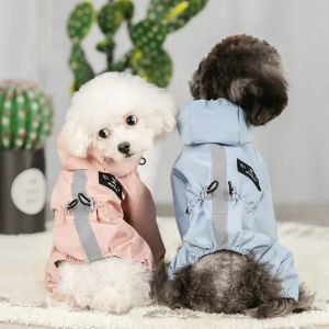 Jackor Pet Dog Raincoat Waterproof Dog Clothes Water Resistant Dog Coat Jacket Huvkläder för hundar Katter Valp Jumpsuit Perros