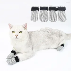 Dog Apparel 4pcs/set Wear Resistant Anti Scratch Pet Claw Cap Soft Adjustable Cat Recovery Feet Protector Breathable Mesh/Polyester