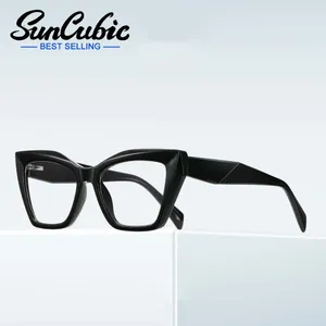 サングラスフレームSuncubic TR90 Cat Eye Anti Blue Glasses Retro Women光学フレーム通勤ファッションコンピューターアイウェアJS6627