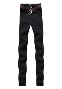 Брюки Men039s, саржевые деловые мужские брюки 2022, узкие брюки из чистого хлопка, однотонные, черные, цвета хаки, повседневные брюки-чинос без ремня3762532