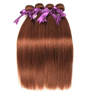 Rak färgade hårbuntar brasilianska jungfru rakt hår ren färg 33 mörk auburn 4 buntar mänskliga hårväv förlängning 1024647000