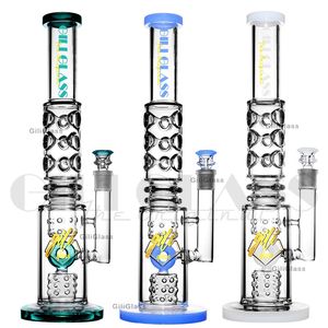 16 pollici grande Dab Rig Bong in vetro Double Tree Perc Bong Oil Rigs Tubo dell'acqua filtro tubi per fumare con ciotola banger al quarzo Impressionante bong inebriante narghilè