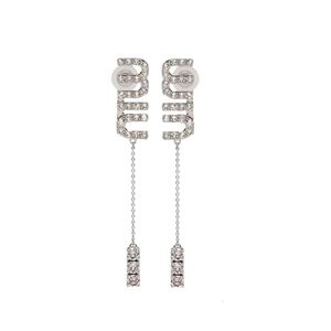 Miui Earrings Designer Women Original Quality Charm Stars Water Diamond Long Earrings Light Luxury Small Group Earrings