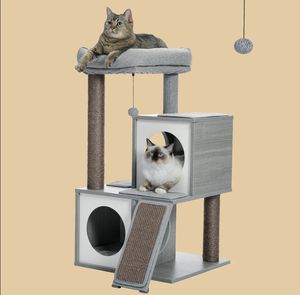 PAWZ Road 35 Inches Wooden Medium Cat Tree House