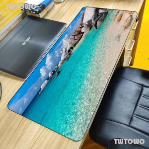 Pads Beach Scenery Mousepad HD Pattern Office Desk Padmouse Anime Keyboard Computer Large XXL 900x400MM Play Mats For Csgo Mouse Pad