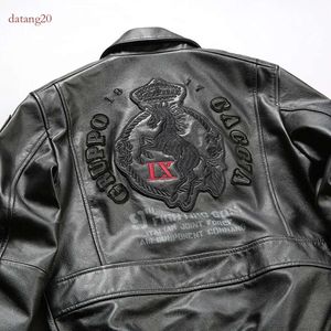 Varumärkesjacka A2 Air Force Flight Layer of Cowhide Leather Jacket Back With Horse Brodery The Italian Flag Bomber Jackets Waterproof W 5209