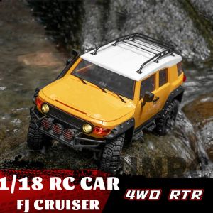 Bilar 1:18 RC bil 1/18 FJ Cruiser RTR Simulation Electric 4WD RC Model Crawler Offroad fordon Bodyonframe Struktur Vuxen Barn