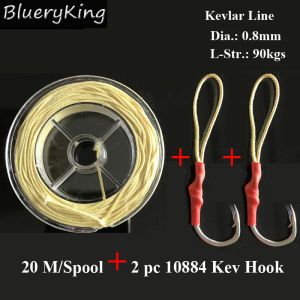 Lines bluekim 20m/spole 0,8mm90 kg hjälper fiskkrokar kevlar fiskelinje assistent krokar kevlar linje flätad kevlar linje hög starkare