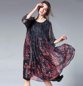 Lady Runway Dress Plus Size XL4XL FAT Women039 Dresslady Loose Style Chiffon Vestidos Beauty Big Skirts2 Colours2200962