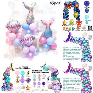 New New Garland Kit Purple Blue Sea Shell Balloons Little Mermaid Balloon Arch Set Baby Shower Birthday Party Gifts