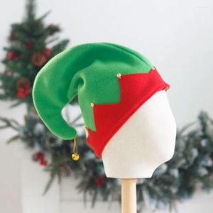 Boinas boné gorros papai noel bola de pelúcia vermelho verde retalhos coreano inverno bonés feminino chapéus de natal com sino de metal veludo