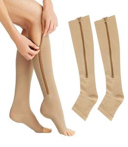 Medical Compression Stockings Sports Pressure Long Cycling Sock Zipper Professional Leg Support Thick Women Socks5682743