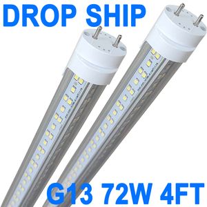 Luzes tubulares LED T8 T10 T12, alimentação de extremidade dupla, remoção de reator, lâmpadas tipo B, 4FT, G13,72W, luz do dia fria de 6000K, 7200LM, tubos fluorescentes de substituição de LED, gabinete crestech