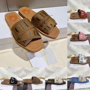 Mulheres Chinelos Designer Sapatos Woody Flat Mules Sandálias Slides Sail Canvas Branco Preto Mulheres Ao Ar Livre Sapatos de Praia Slipper Claquette Luxe Sandles