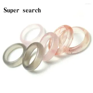 Cluster Rings Natural Stone Ring Jewelry Pink Gray Red Berg Crystal Unisex Agate Gemstone Face Width 6mm