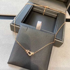 V Gold High Edition Pure Silver Horseshoe Buckle Necklace High end 18k Rose Gold MiniFRE Diamond Set Collar Chain Full Diamond Bracelet