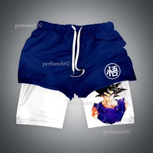 Męskie szorty manga drukuj męskie szorty siatka Szybkie suche anime Shorts 2 in1 podwójny pokład trening fitness Sports Short Pants 230523