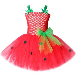 Klänningar Baby Girls Tutu Dress Strawberry Princess Dresses For Kids Girl Birthday Costume Watermelon Halloween Christmas Costumes Toddler