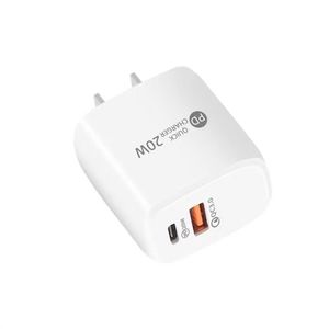 20W PD QC3.0 USB Väggladdare US EU Snabbladdning Plug Type-C USB-C Power Adapter Fast Charging Travel Fast Chargers för smart telefon mobiltelefon för iPhone 15 14 13 Pro Max