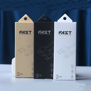 携帯電話データ用ユニバーサルホワイトブラックブラウンパッケージボックスケーブルUSB FSAT充電ラインパッケージングボックス3インチケーブル小売ディスプレイパッケージボックス