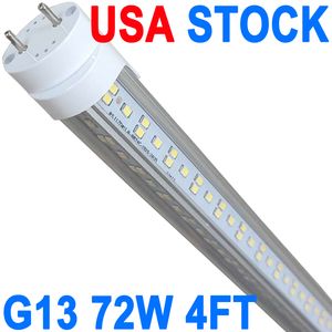 LED T8 Light Tube 4FT, Dual-End Powered Ballast Bypass, 7200Lumens 72W (150W Fluorescent Equivalent),Clear Cover, AC85-265V Lighting Tube Fixtures crestech