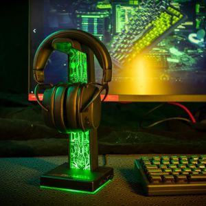 Zubehör RGB-Kopfhörerhalterung, platzsparender Headset-Display-Ständer, Desktop-Organizer, am Kopf montierter Kopfhörerständer für Tischzubehör