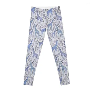 Active Pants Blue Giraffe Mönster Leggings träningskläder för kvinnliga benkvinnor