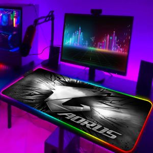 Kuddar aorus musmatta spel rgb muspad spelare tangentbord matta förlängd pad skrivbord protektor pc accessoarer mattor anime led mause kuddar