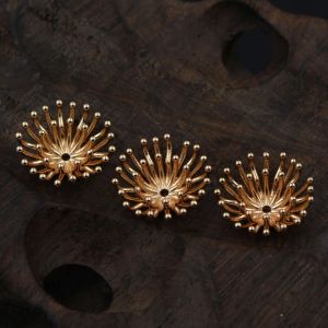Jewelry 20pcs Brass Casted Metal 2layer 15mm Pistils Stamens Flower Bead Caps Stamping Diy Charms for Diy Retro Jewelry Making Supplies
