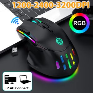 Möss uppgradera 2.4G trådlös mus RGB Light Honeycomb Gaming Mouse laddningsbara USB Desktop PC Computers Mouse Laptop Mice Gamer 2023