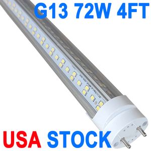 T8 G13 4ft Led Tube Light Replacement 6500k 2Pin 72W Daylight (Bypass Ballast) 150W Equivalent, 7200 Lumen, Dual-End Powered Clear Cover AC 85-277V crestech