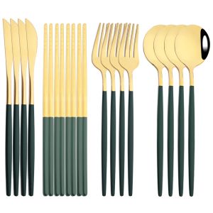 Zestawy 1216pcs Paftsticks Knife Fork łyżka Zestaw Green Gold Gold Strarzą